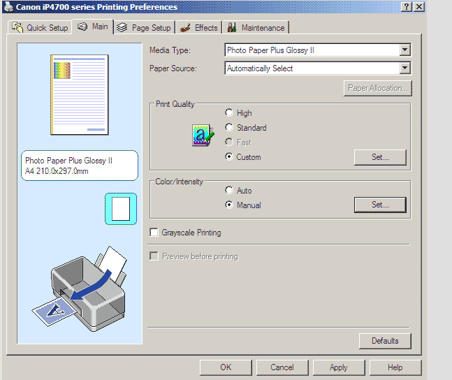 Настройка драйвера принтера Canon