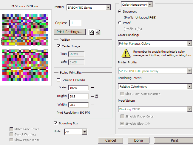 Тестовая мишень, как печатать из Photoshop